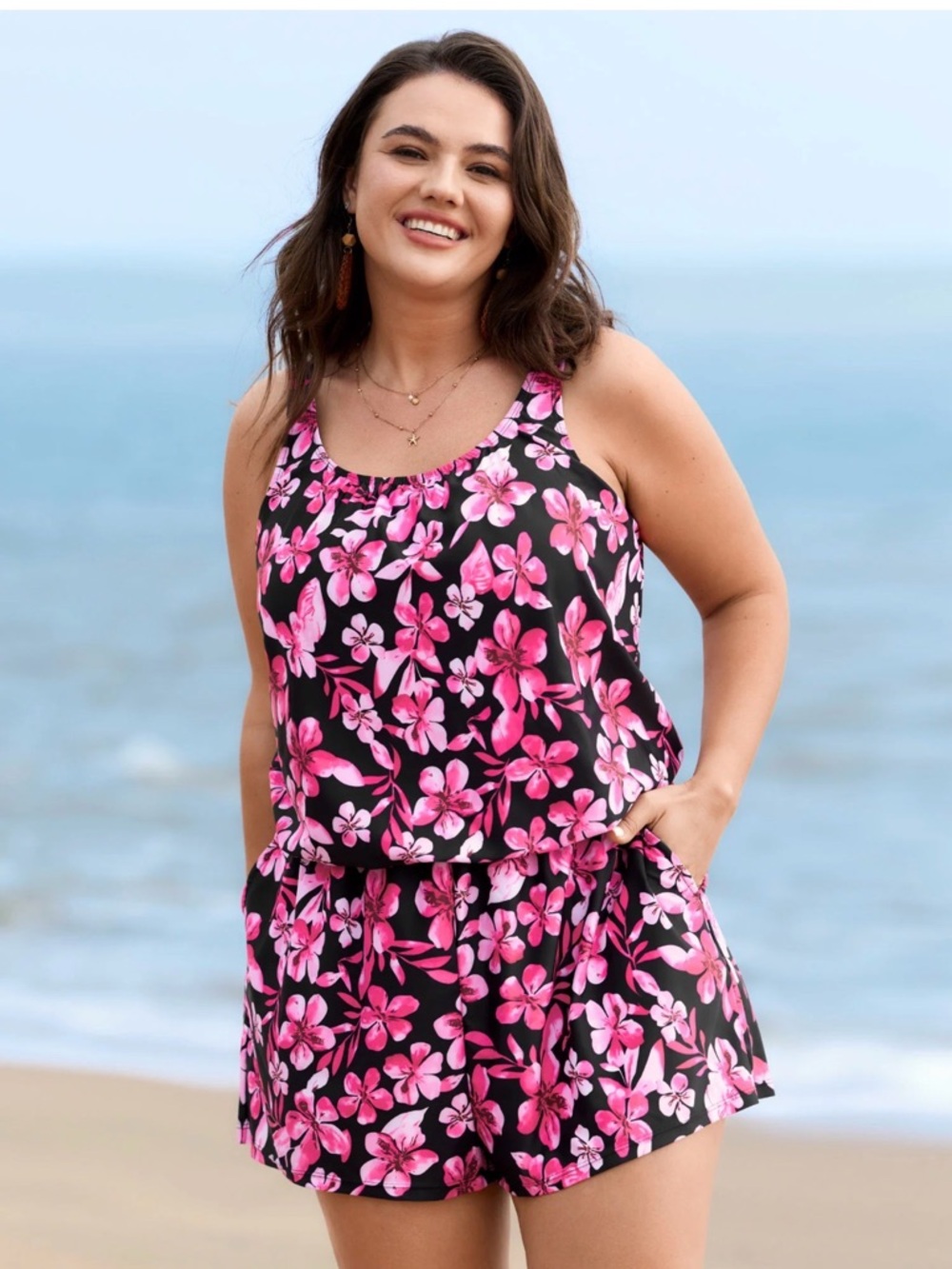 NWOT BloomChic plus size tropical flower print  One-Piece Swimsuit